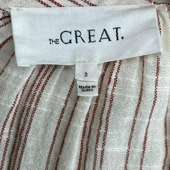 The Great Dress Prairie Tiered Striped Cotton Gauze Dress Medium 2 - Picture 8 of 10